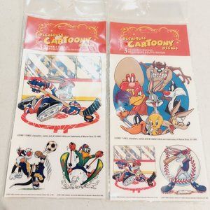 Vtg 1995 Looney Tunes Cartoony Window Decals- 2 packs -new old stock